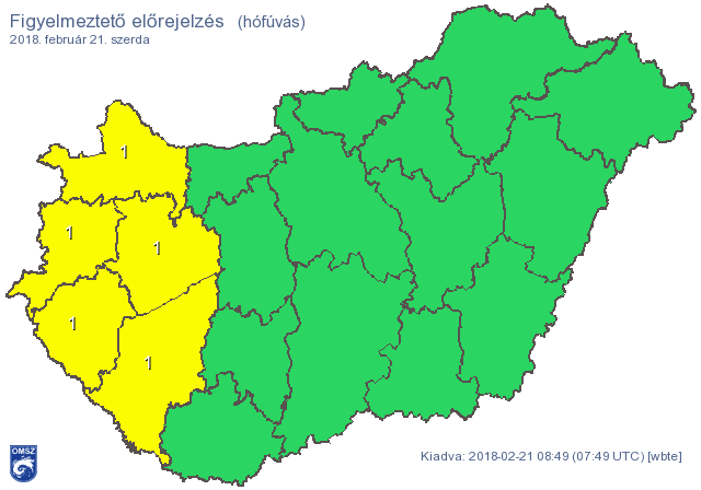 Hófúvásra figyelmeztet az OMSZ