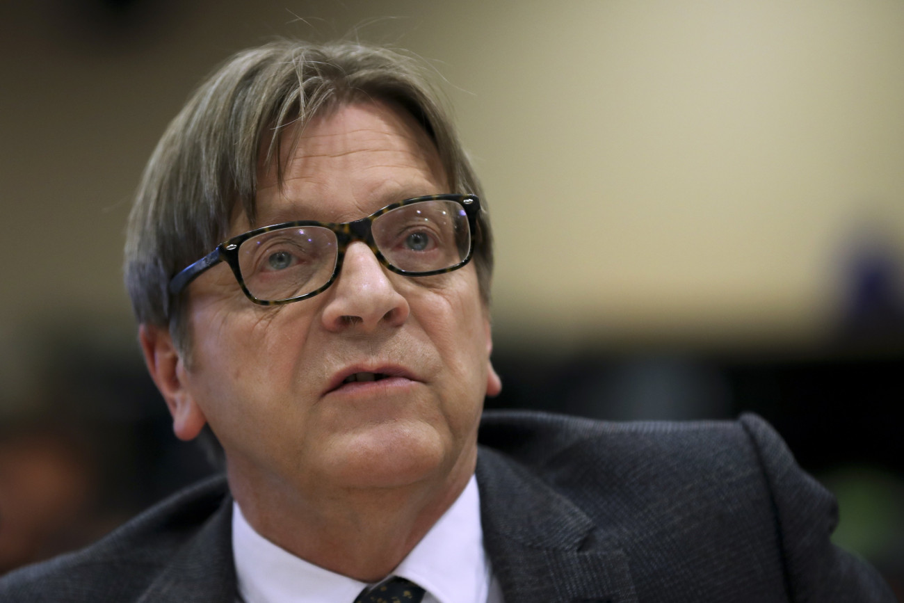 Guy Verhofstadt, az Európai Parlament brexit-ügyi főtárgyalója, az EP  liberális frakciójának (ALDE) vezetője a brit EU-tagság megszűnésével foglalkozó bizottsági ülésen Brüsszelben 2019. január 22-én.Verhofstadt szerint legfeljebb az idei európai parlamenti választások utáni alakuló ülés július 2-i dátumáig lehetne meghosszabbítható Nagy-Britannia uniós kiválásának eredetileg márciusra tervezett határideje.
MTI/AP/Francisco Seco