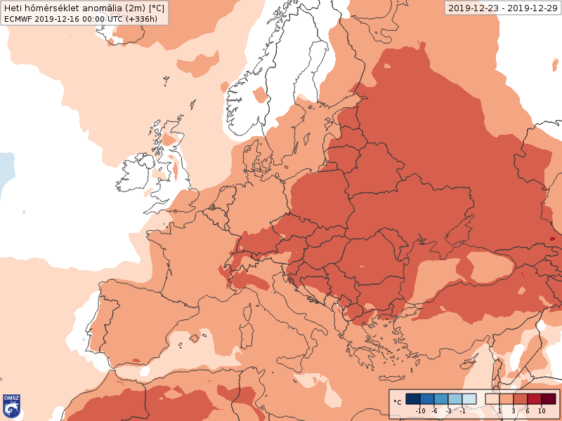 Hőmérséklet anomália  (2019-12-23 – 2019-12-29)