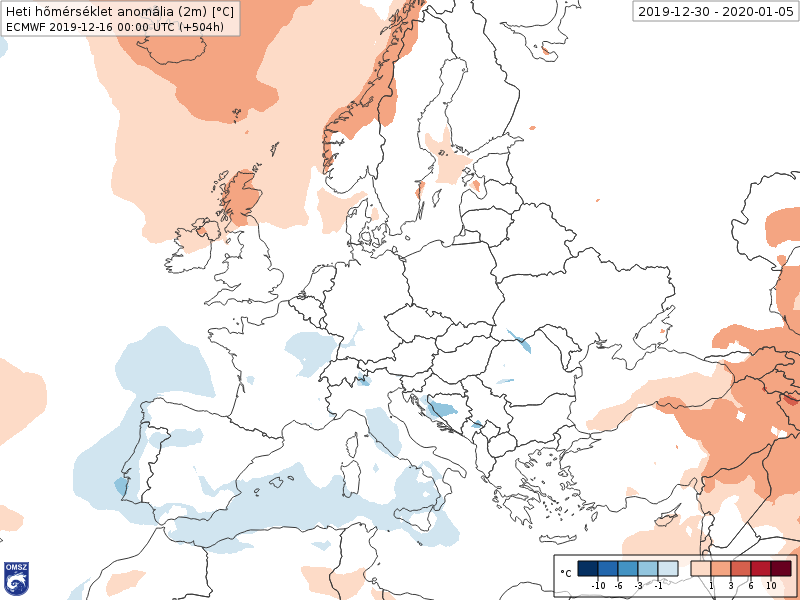 Hőmérséklet anomália  (2019-12-30 – 2020-01-05)