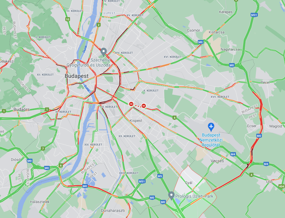 Forrás: Google Térkép (reggel 8.20)