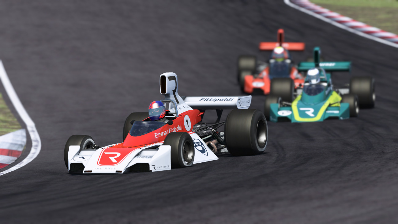 ZANDVOORT, NETHERLANDS - MAY 16: (EDITORIAL USE ONLY) (Editors note: This image was computer generated in-game) Emerson Fittipaldi, driver of the 1 Allinsports races during the Legends Trophy race of the Torque Esports The Race All-Star Esports Series powered by ROKiT Phones at virtual Circuit Park Zandvoort on May 16, 2020 in Zandvoort, Netherlands.    (Photo by Sam Cobb/Torque Esports via Getty Images,)
