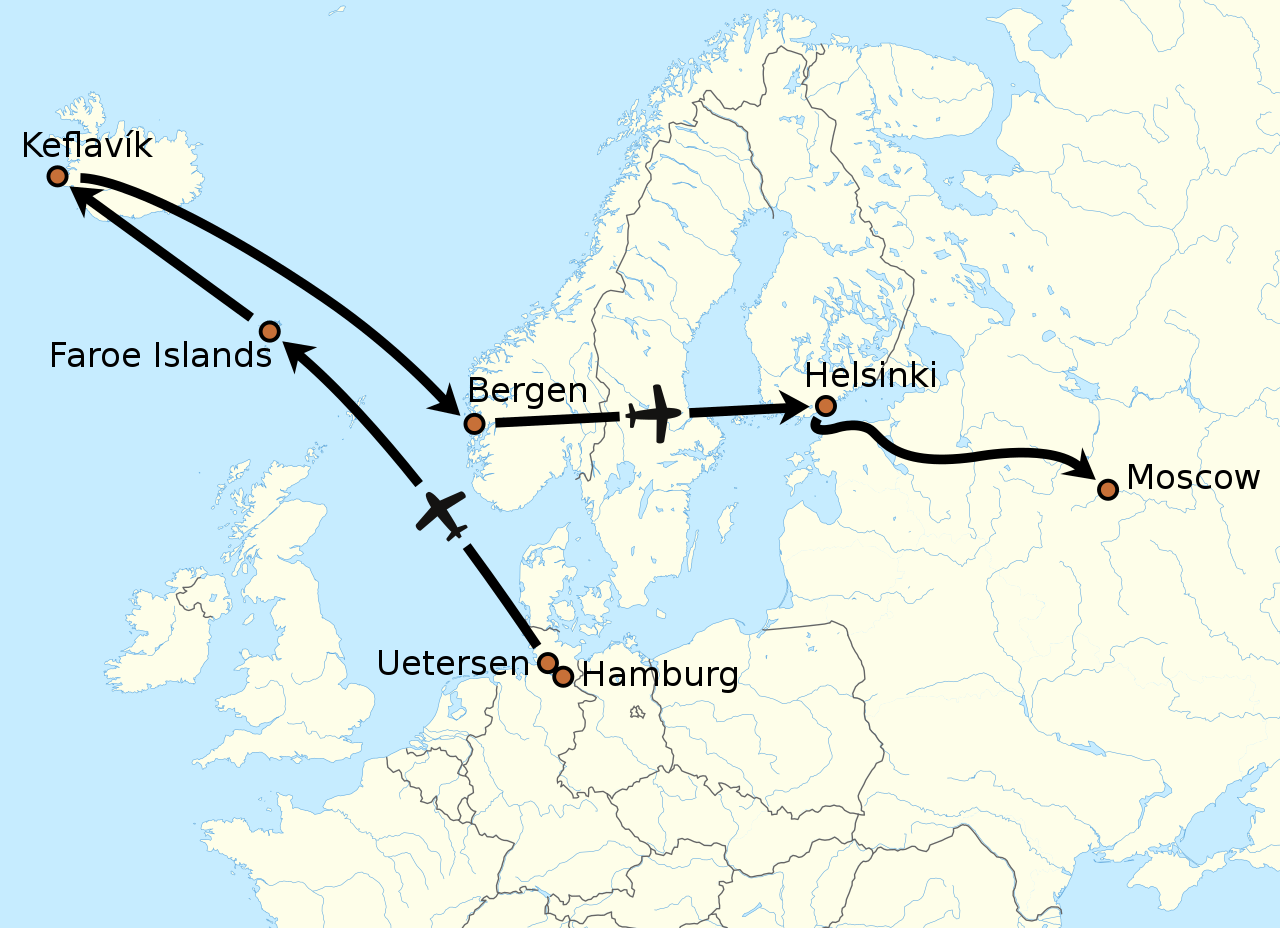 Mathias Rust repülése 1987-ben. Fotó: Wikipédia