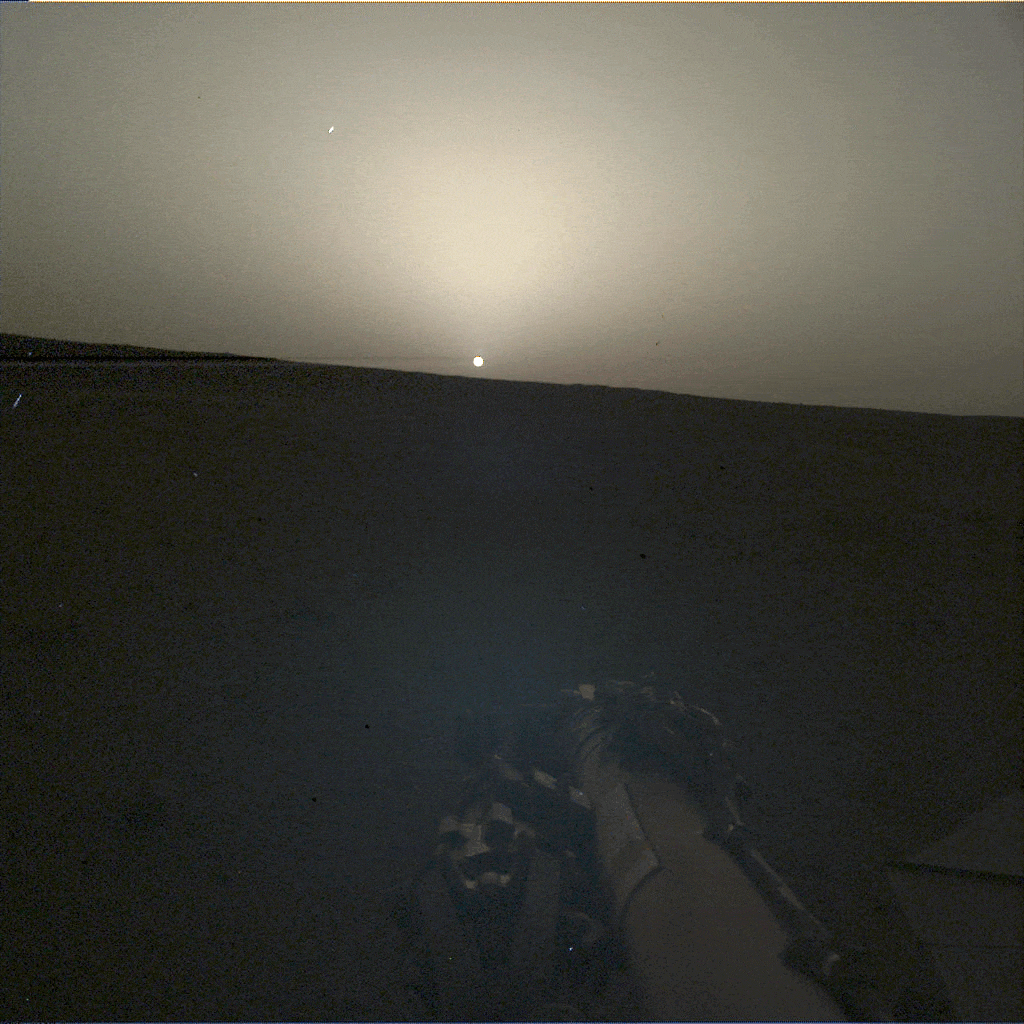 Naplemente a Marson, ahogyan az InSight látta (NASA//JPL-Caltech)