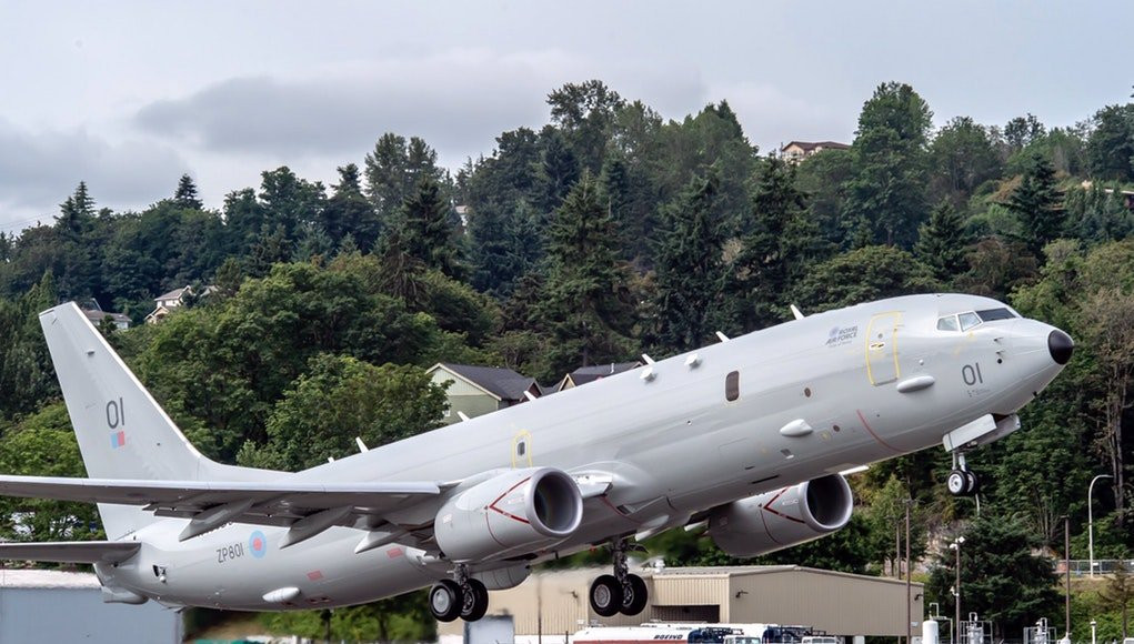 A brit királyi légierő (RAF) Boeing P-8 Poseidon tengeri felderítőgépe. Forrás: X / C savunma