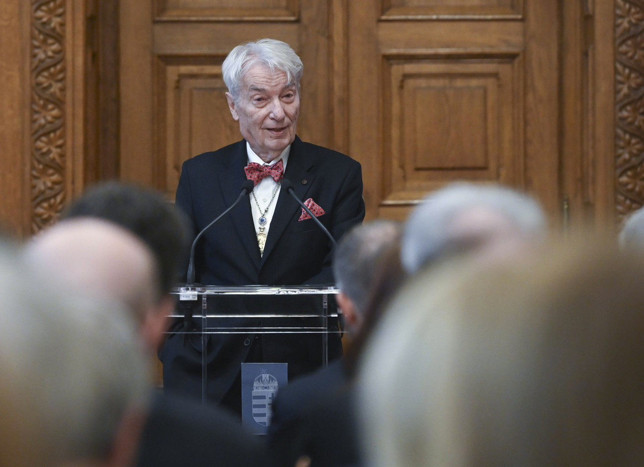 Budapest, 2025. május 14.
Vizi E. Szilveszter, a Magyar Corvin-lánc Testület elnöke beszédet mond a Nemeskürty István 100 elnevezésű emléknapon az Országházban 2025. május 14-én.
MTI/Bruzák Noémi