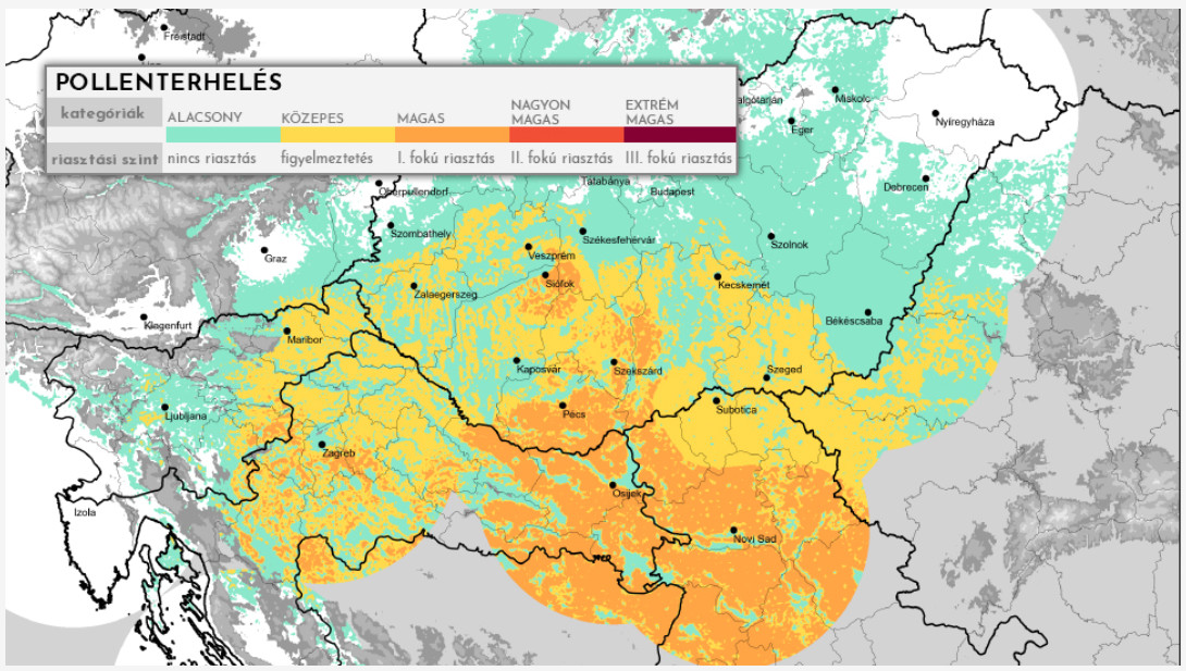 Aktuális parlagfűpollen-koncentráció az RPPR szerint