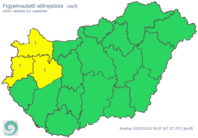 Citrom riasztás eső miatt. 
Forrás: HungaroMet