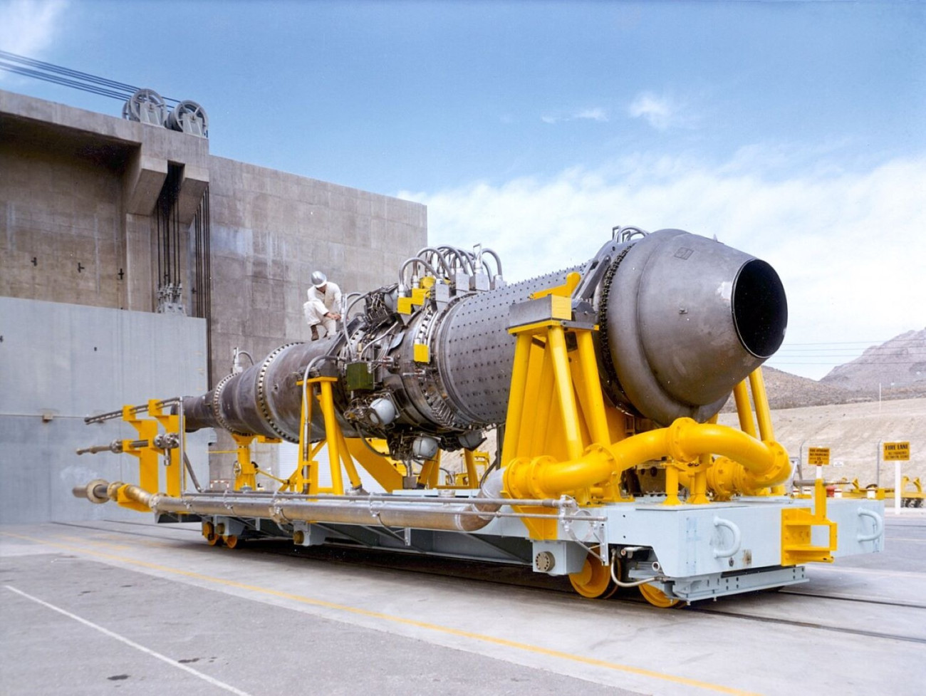 A Poject Pluto nukleáris ramjet hajtóműve. Szerencsére soha nem repült, csak egy próbapadon üzemelt. Kép: Public domain of the United States Government