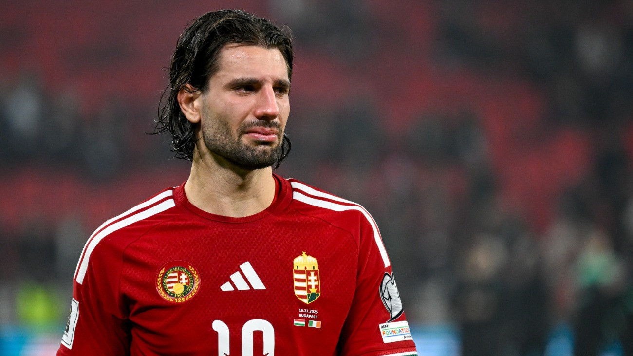 Budapest, 2025. november 16.
Szoboszlai Dominik, a magyar válogatott játékosa, miután csapata 3-2-re kikapott Írországtól a Puskás Arénában játszott labdarúgó világbajnoki selejtezõ mérkõzésen 2025. november 16-án.
MTI/Hegedüs Róbert