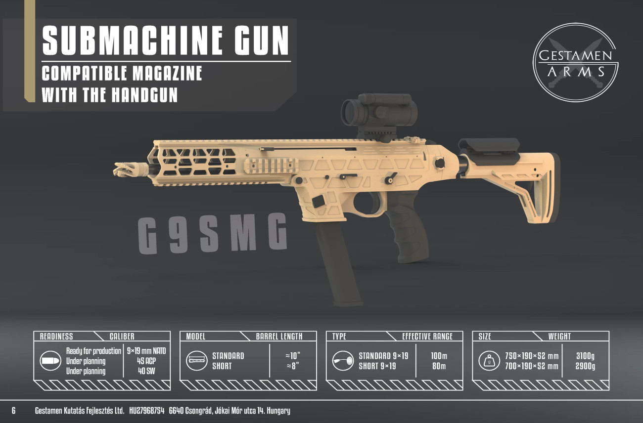 G9SMG a Gestamen Arms legújabb géppisztolya.