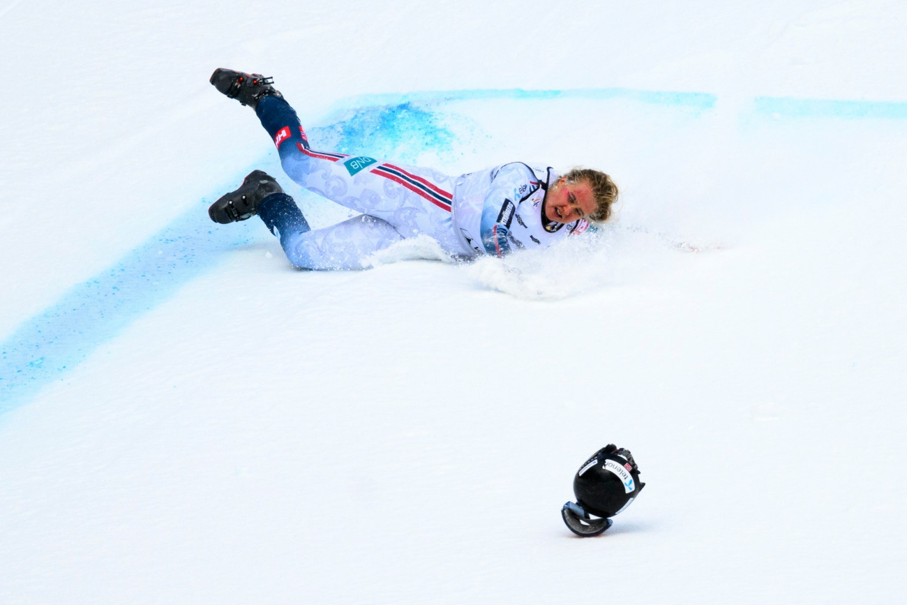 Crans-Montana, 2026. január 30.
A norvég Marte Monsen bukik a nõi alpesi sí vilgákupa lesiklásában a svájci Crans-Montanában 2026. január 30-án.
MTI/EPA/Keystone/Alessandro Della Valle