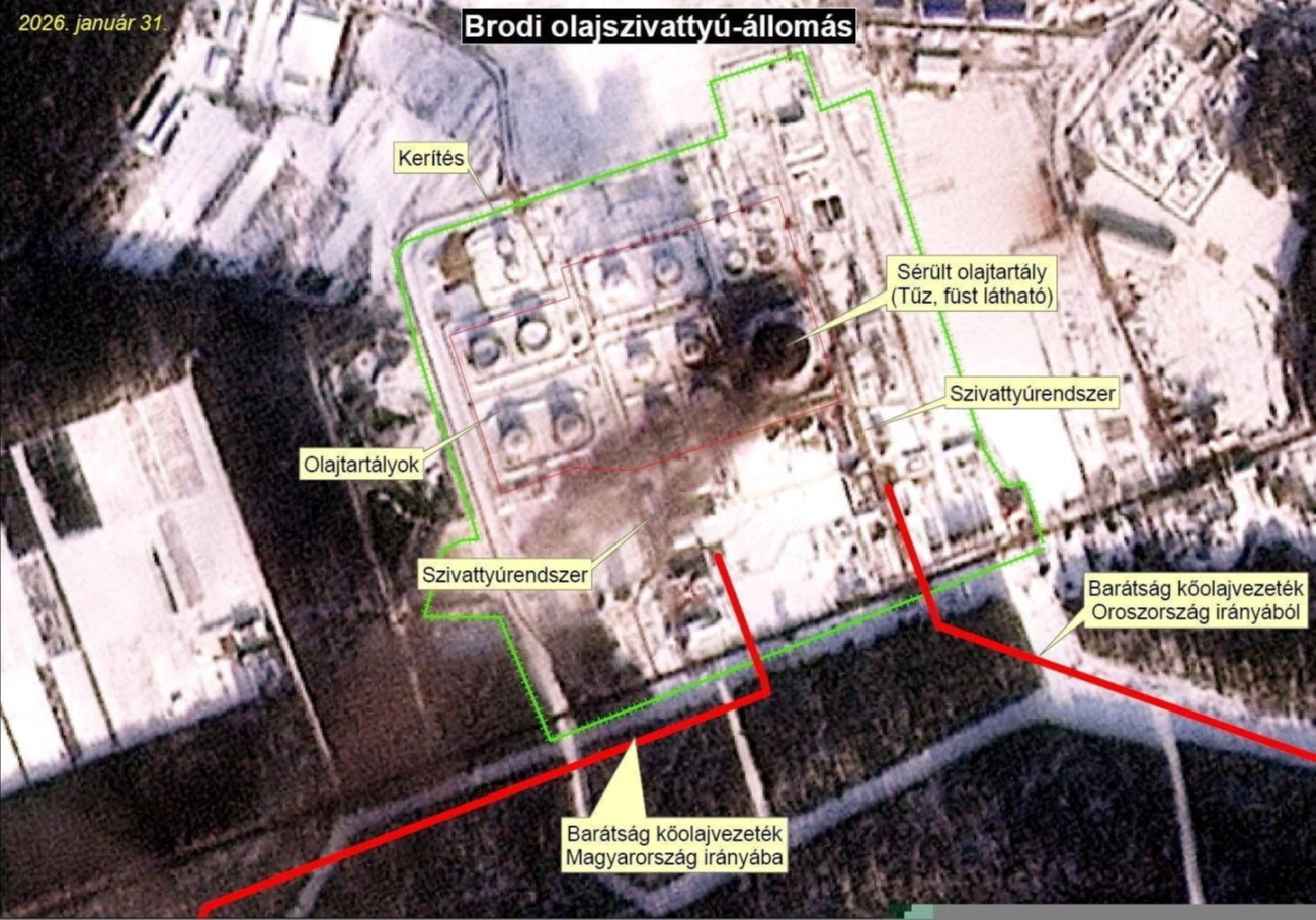 Budapest, 2026. március 2.
A Miniszterelnöki Kommunikációs Fõosztály által ezen a napon közreadott mûholdfelvételek bizonyítják, hogy a Barátság kõolajvezeték újraindításának technikai akadálya nincs.
MTI/Miniszterelnöki Kommunikációs Fõosztály