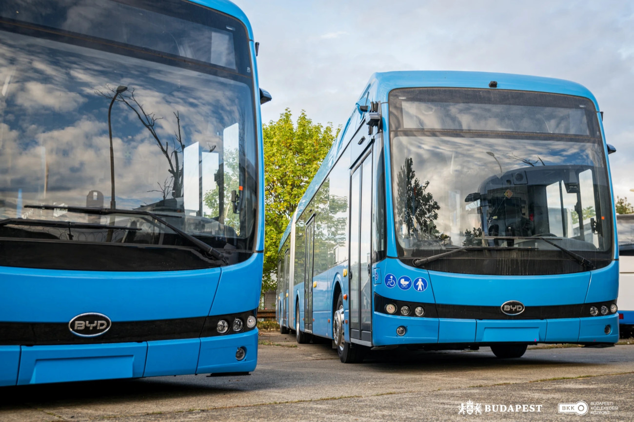 Hamarosan forgalomba állhatnak Budapesten az első elektromos csuklós buszok. Kép: BKK