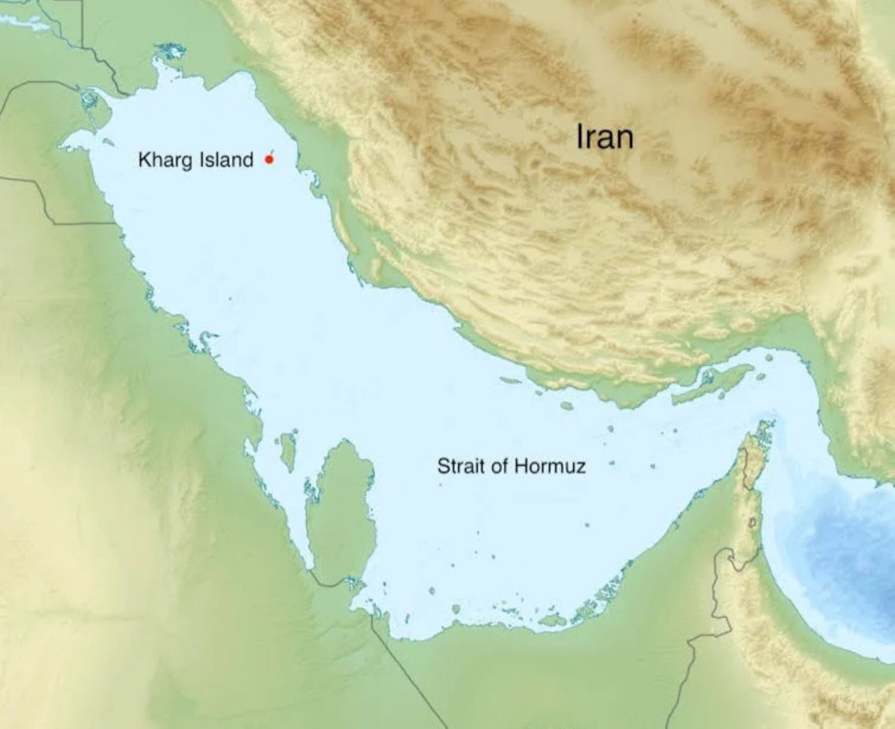 Irán legfontosabb olajterminálja a Harg-sziget (angolul Kharg-island) a Perzsa-öböl északi részén fekszik. Már az az 1980-88-as irak-iráni háború idején is rendszeres támadások érték.