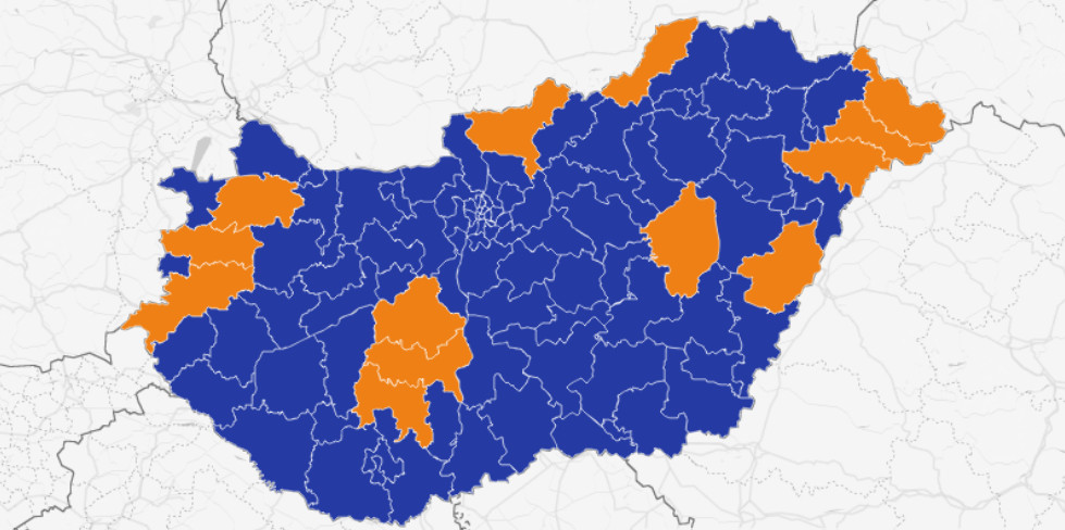 Egyéni kerületek állása 95 százalékos feldolgozottságnál.
