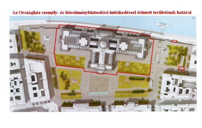 Az Országház környékén a rendőrség által lezárt területek 2026. október 1-jén