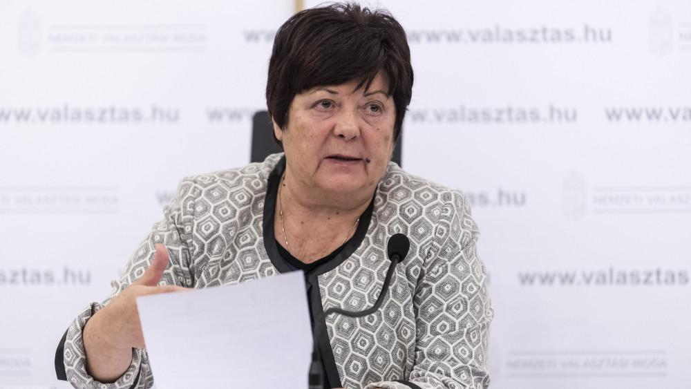 Pálffy Ilona, a Nemzeti Választási Iroda (NVI) elnöke sajtótájékoztatót tart az április 8-ai országgyűlési választásról a szervezet fővárosi székházában 2018. január 11-én. Az NVI felkészült a parlamenti választás lebonyolítására.