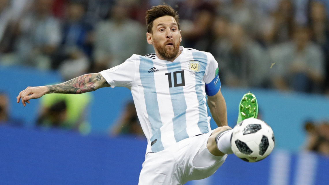 Nyizsnij Novgorod, 2018. június 21.Az argentin Lionel Messi a Horvátország  Argentína mérkőzésen, az oroszországi labdarúgó-világbajnokság D csoportjának második fordulójában Nyizsnij Novgorodban 2018. június 21-én. (MTI/AP/Ricardo Mazalan)