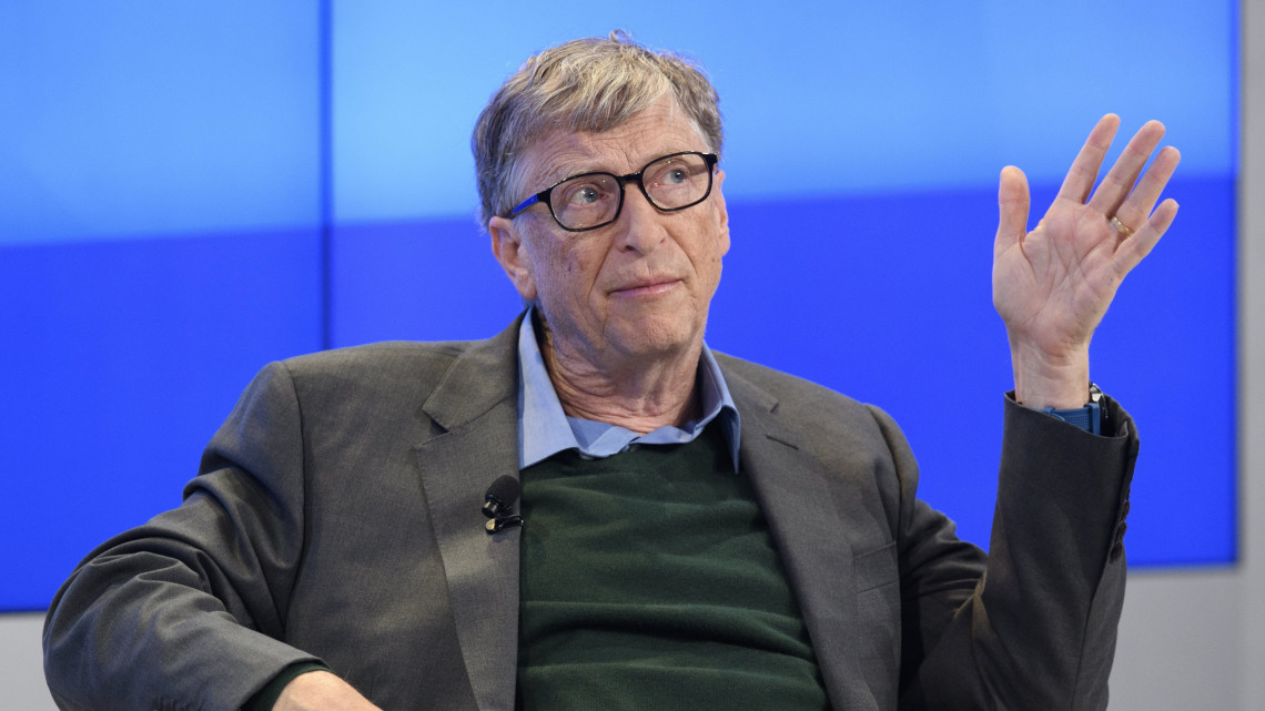 Davos, 2018. január 25.Bill Gates, a Microsoft amerikai számítástechnikai társaság alapító elnöke a Világgazdasági Fórum 48. davosi találkozóján 2018. január 25-én. (MTI/EPA/Gian Ehrenzeller)