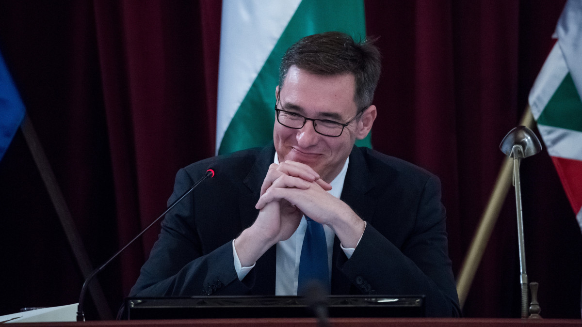 Karácsony Gergely főpolgármester az új összetételű Fővárosi Közgyűlés alakuló ülésén a Városháza dísztermében 2019. november 5-én.