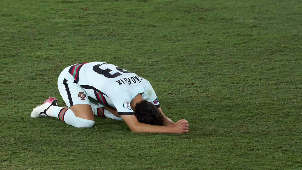 SEVILLE, SPAIN - JUNE 27: Joao Felix of Portugal reacts during the UEFA Euro 2020 Championship Round of 16 match between Belgium and Portugal at Estadio La Cartuja on June 27, 2021 in Seville, Spain. (Photo by Diego Souto/Quality Sport Images/Getty Images)