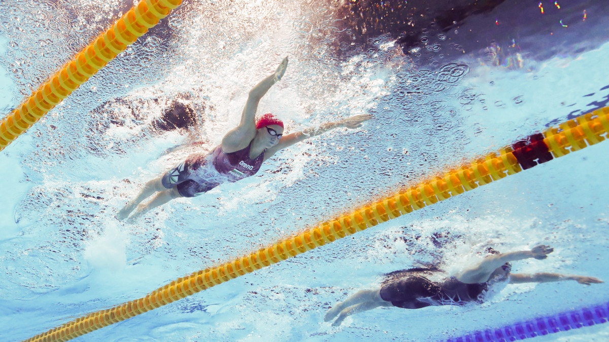 TOKYO, JAPAN - JULY 27: Boglarka Kapas of Team Hungary competes in heat three of the Womens 200m Butterfly on day four of the Tokyo 2020 Olympic Games at Tokyo Aquatics Centre on July 27, 2021 in Tokyo, Japan. (Photo by Maddie Meyer/Getty Images)