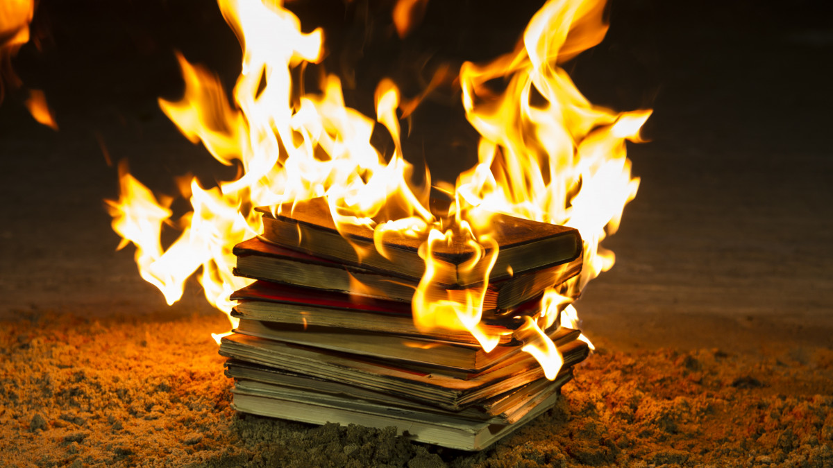 Stack of books burning