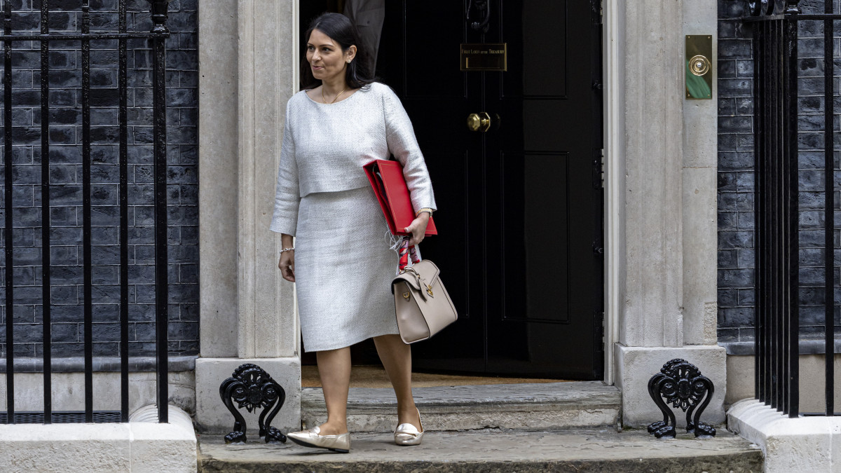 LONDON, ENGLAND - SEPTEMBER 17: Home Secretary Priti Patel leaves 10 Downing Street following the first post-reshuffle cabinet meeting on September 17, 2021 in London, England. (Photo by Rob Pinney/Getty Images)