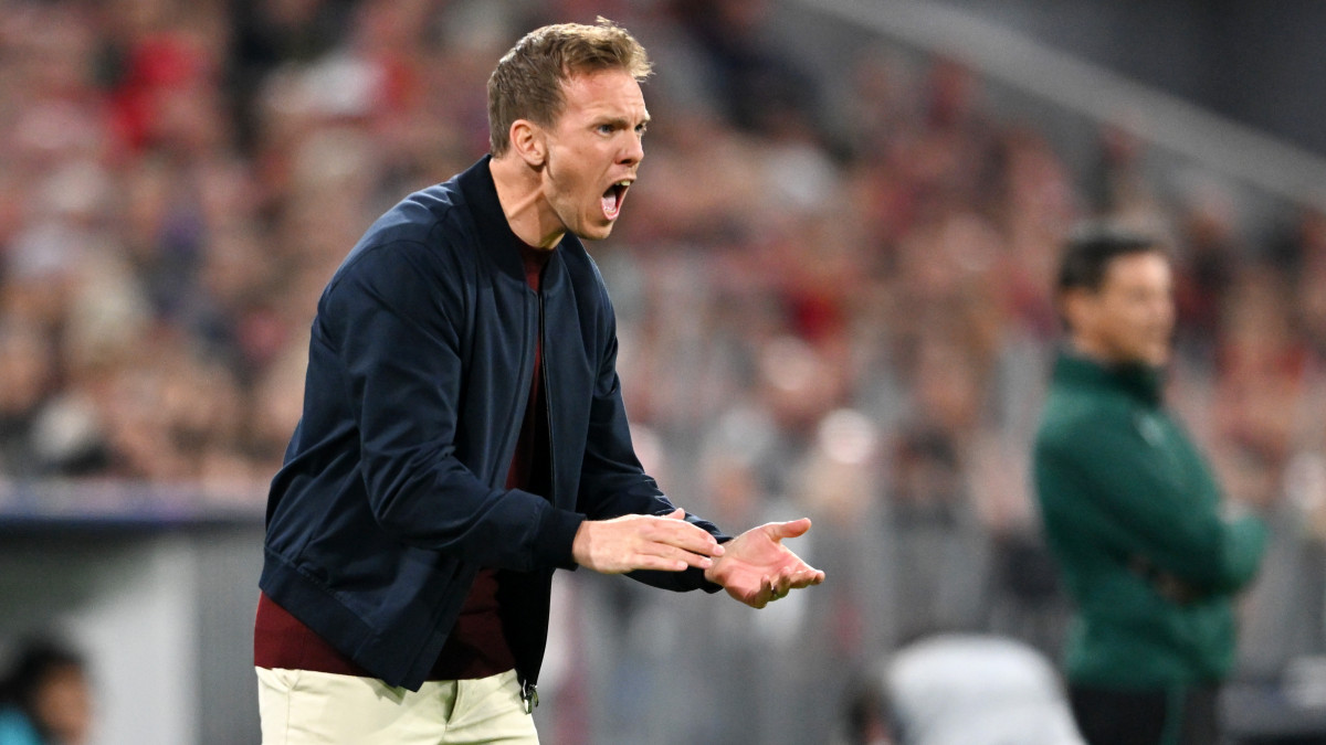 MUNICH, GERMANY - APRIL 12: Julian Nagelsmann, Head Coach of FC Bayern Muenchen reacts during the UEFA Champions League Quarter Final Leg Two match between Bayern MĂźnchen and Villarreal CF at Football Arena Munich on April 12, 2022 in Munich, Germany. (Photo by Christian Kaspar-Bartke/Getty Images)