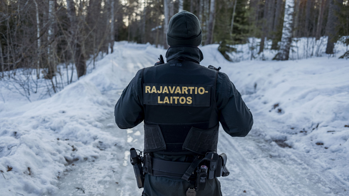 Border patrol guards at the small village of Nuijamaa, around 3 hours drive from Helsinki, another land border crossing between Finland and Russia, where the two countries are seperated by water, by a canal. (Photo by: Giulio Paletta/UCG/Universal Images Group via Getty Images)