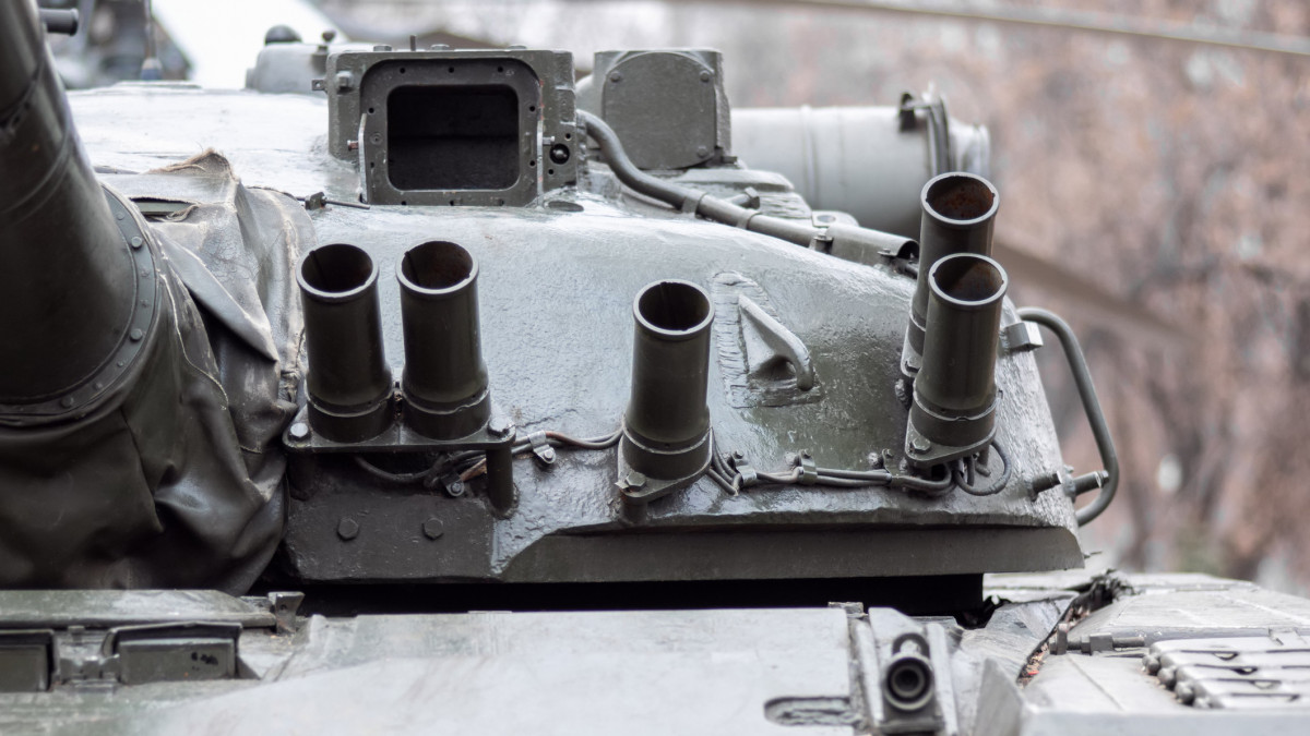 disassembled Russian tank close-up without elements on the body