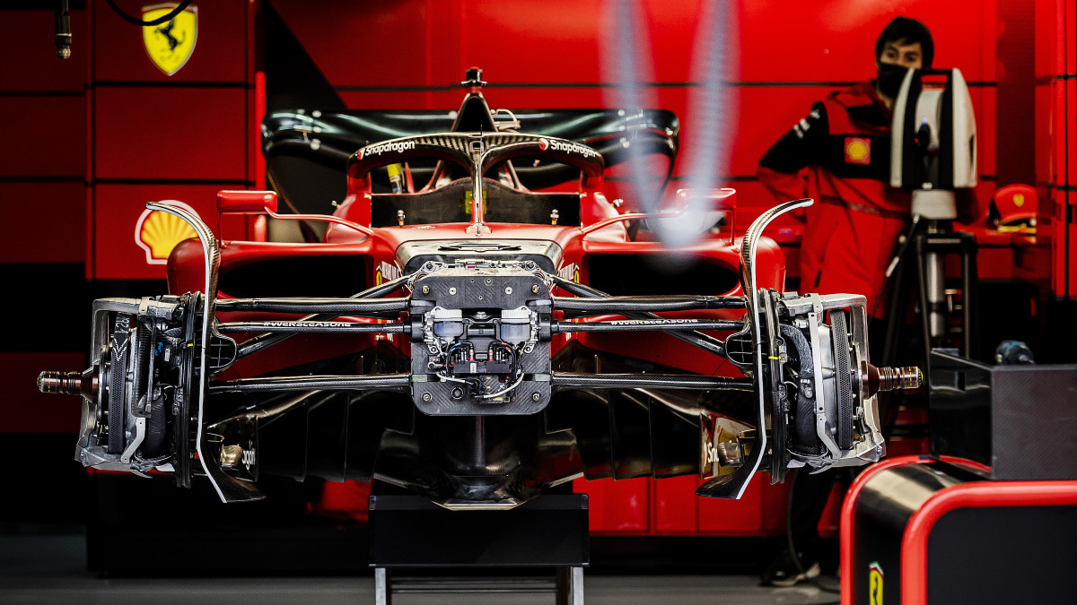 IMOLA - An engineer views the car of Charles Leclerc (Ferrari) at the Autodromo Enzo e Dino Ferrari in Imola ahead of the Emilia Romagna F1 Grand Prix. REMKO DE WAAL (Photo by ANP via Getty Images)