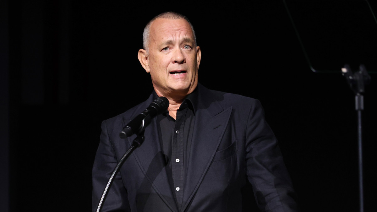 LOS ANGELES, CALIFORNIA - SEPTEMBER 21: Academy Museum of Motion Pictures trustee Tom Hanks speaks onstage during the Academy Museum Opening Press Conference at Academy Museum of Motion Pictures on September 21, 2021 in Los Angeles, California. (Photo by Rich Fury/Getty Images)