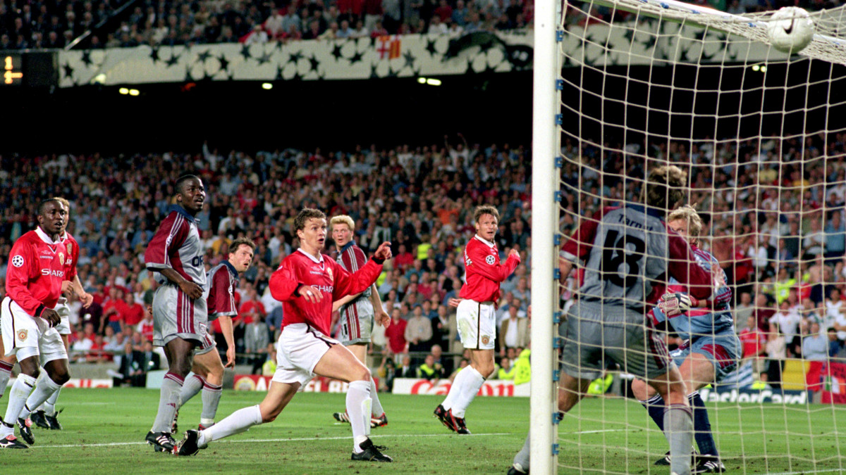 Manchester United s Ole Gunnar Solskjaer scores the winning goal  ... Soccer - UEFA Champions League - Final - Manchester United v Bayern Munich  ... 26-05-1999 ...   ... None ... Photo Credit should read: Michael Steele/EMPICS Sport/PA Photos. Unique Reference No. 315293 ... International Soccer  (Photo by Michael Steele - PA Images via Getty Images)