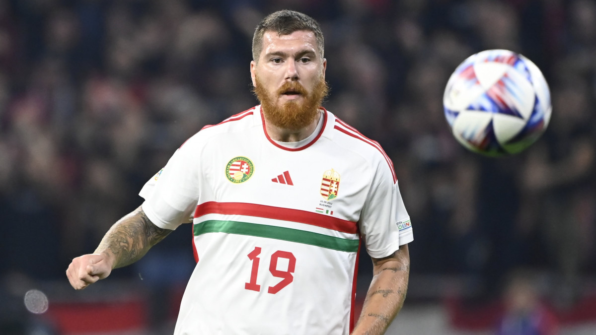 Ádám Martin a labdarúgó Nemzetek Ligája A divíziója 3. csoportjában játszott Magyarország - Olaszország mérkőzésen a Puskás Arénában 2022. szeptember 26-án. Magyarország-Olaszország 0-2.