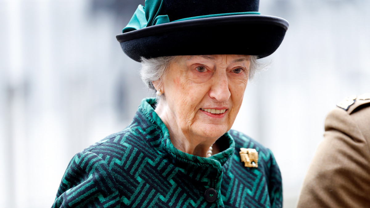 LONDON, UNITED KINGDOM - MARCH 29: (EMBARGOED FOR PUBLICATION IN UK NEWSPAPERS UNTIL 24 HOURS AFTER CREATE DATE AND TIME) Lady Susan Hussey, Baroness Hussey of North Bradley (lady-in-waiting to Queen Elizabeth II) attends a Service of Thanksgiving for the life of Prince Philip, Duke of Edinburgh at Westminster Abbey on March 29, 2022 in London, England. Prince Philip, Duke of Edinburgh died aged 99 on April 9, 2021. (Photo by Max Mumby/Indigo/Getty Images)