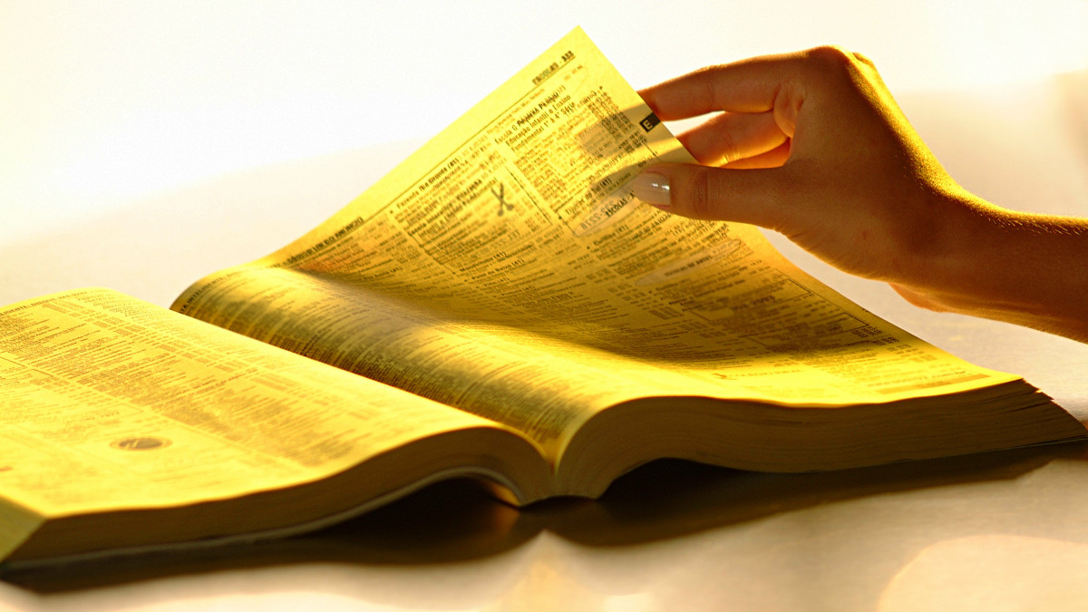 female hands with phone book