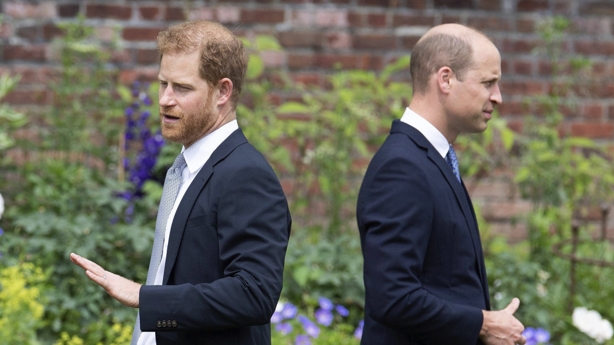 2021. július 1-jén az édesanyjuk, Diana walesi hercegné szobrának leleplezésén a londoni Kensington-palota kertjében készített kép Harry (b) és Vilmos hercegről, Károly akkori trónörökös herceg, jelenleg III. Károly brit király fiairól. Harry 2023. január 10-én megjelenő Pare (Tartalék) című emlékirataiban tettlegességgel vádolja bátyját, Vilmost.