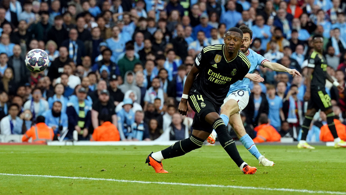 Manchester Citys Bernardo Silva scoring the opening goal during the UEFA Champions League semi-final second leg match at Etihad Stadium, Manchester. Picture date: Wednesday May 17, 2023. (Photo by Nick Potts/PA Images via Getty Images)