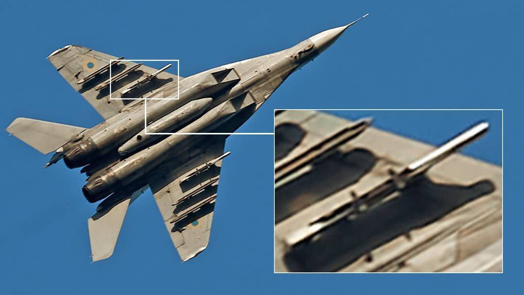 Ukrán MiG-29-es vadászgép új fegyvertartóval. Forrás:Twitter/Tony
