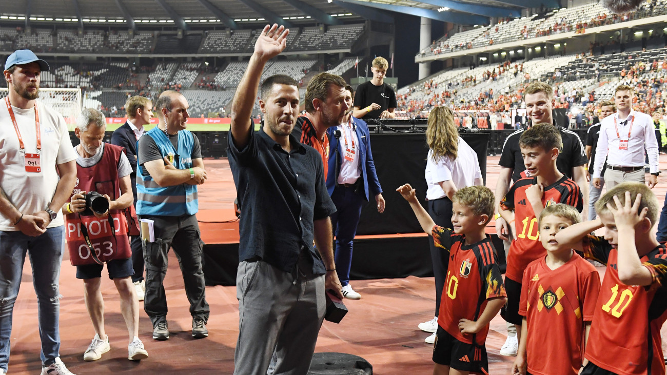 BRUSSELS, BELGIUM - JUNE 17: Eden Hazard after the Euro 2024 qualification match between Belgium and Austria, Group F, June 17, 2023 in Brussels, Belgium.. (Photo by Isosport/MB Media/Getty Images)