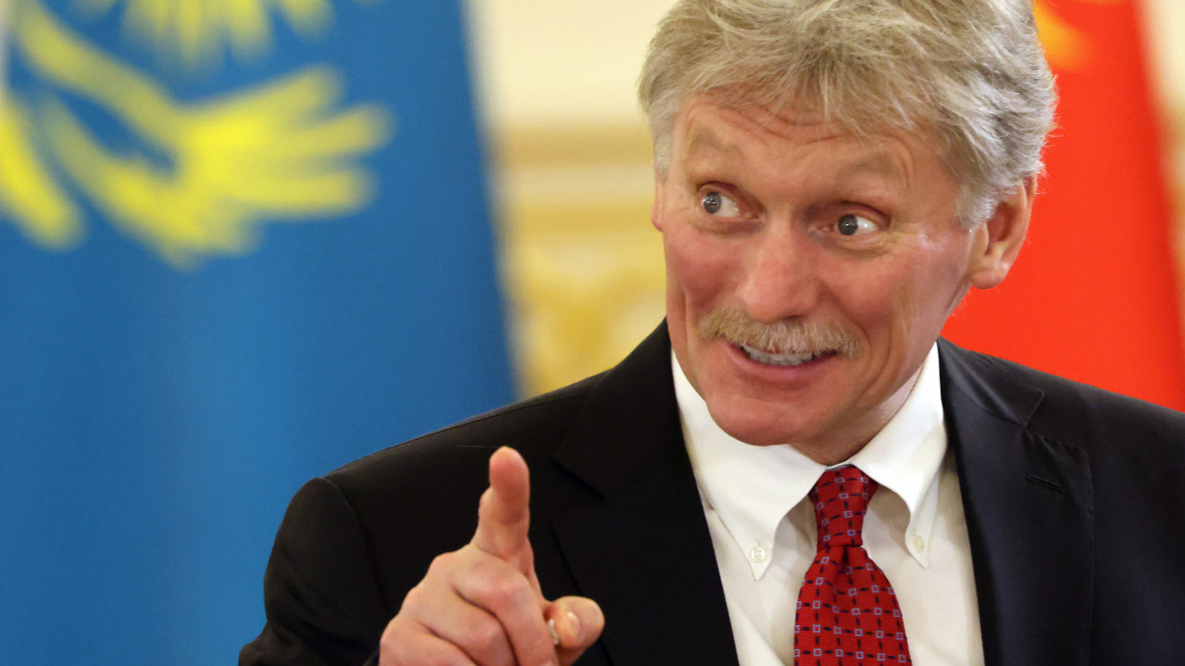 MOSCOW, RUSSIA - MAY 25: (RUSSIA OUT) Russian Presidential Press Secretary Dmitry Peskov (R) smiles during the Supreme Economic Eurasian Council at the Grand Kremlin Palace on May 25, 2023 in Moscow, Russia. Leaders of Russia, Belarus, Kazakhstan, Kyrgyzstan and Armenia gathered in Moscow for the events, hosted by Eurasian Economic Union (EAEU). (Photo by Contributor/Getty Images)