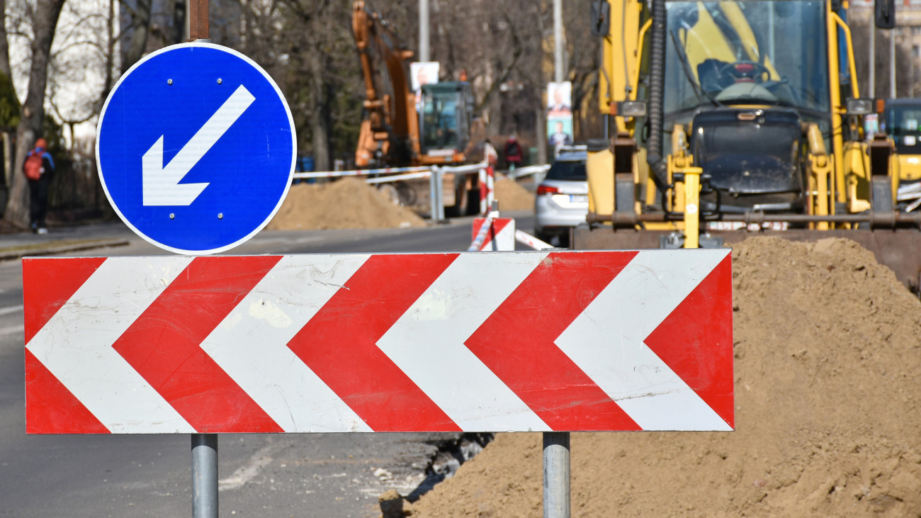 Road barrier at the road construction