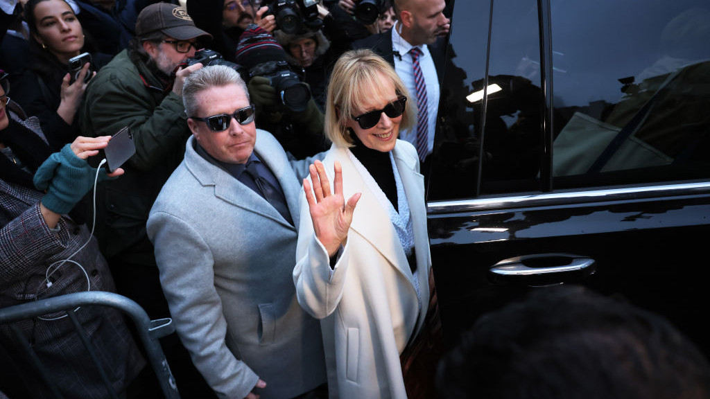 NEW YORK, NEW YORK - JANUARY 26: E. Jean Carroll leaves Manhattan Federal Court following the conclusion of her civil defamation trial against former President Donald Trump on January 26, 2024 in New York City. A jury awarded Carroll a total of $83.3 million dollars in her week long civil defamation trial against former President Trump, including $18.3 million in compensatory damages and $65 million in punitive damages, finding that Trump acted maliciously for one of the two statements at issue.  (Photo by Michael M. Santiago/Getty Images)