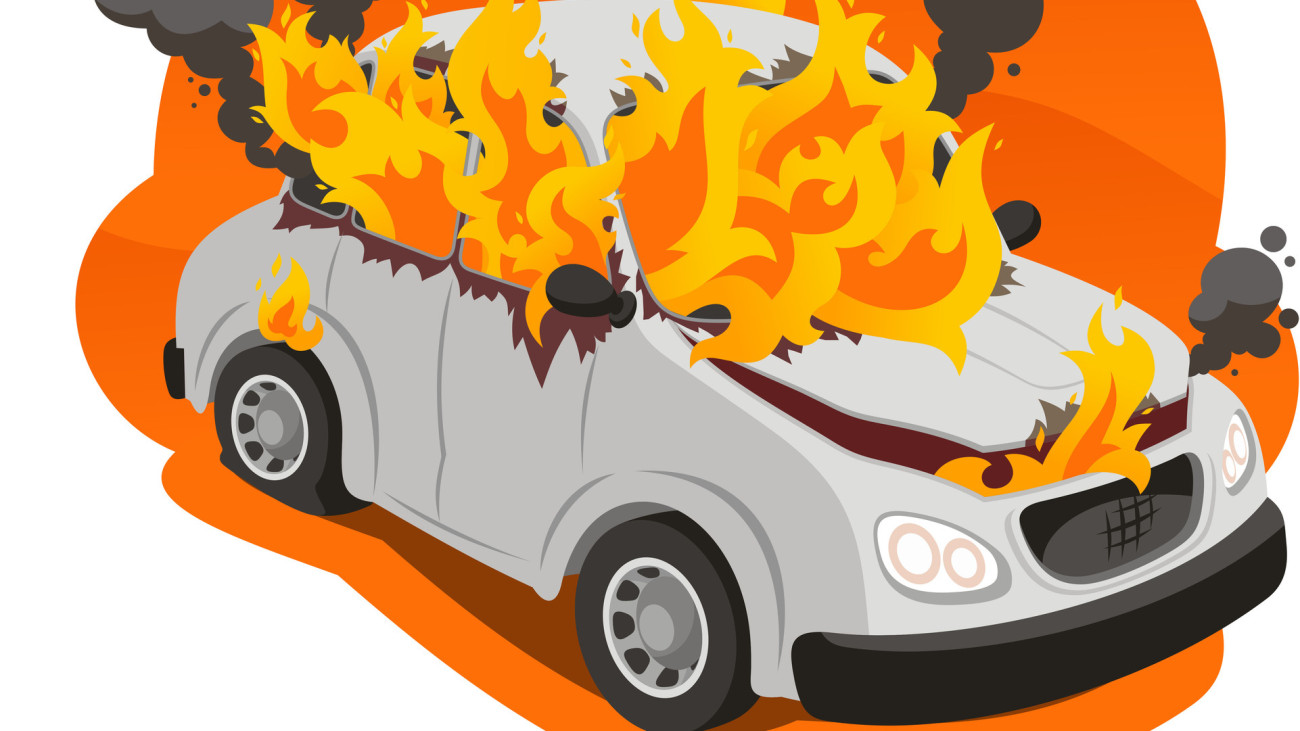 burning car illustration