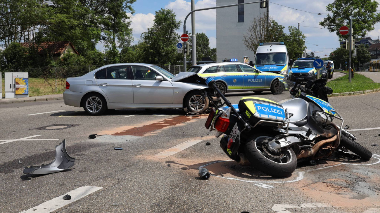Thomas Hohn német motoros akkor szenvedett balesetet, amikor Orbán Viktor konvoját kísérte. Forrás: Facebook / LUDWIGSBURG24 I ONLINE NACHRICHTEN