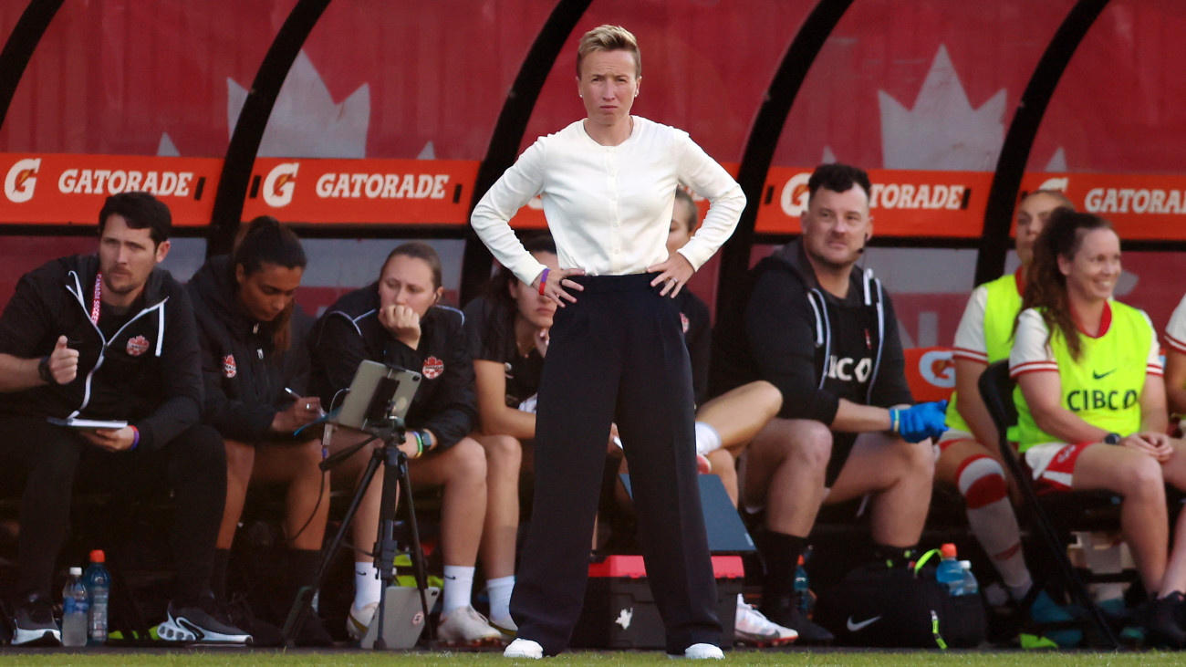 TORONTO, ON - JUNE 04:  Bev Priestman Head Coach of Canada looks on during an International Friendly match against Mexico at BMO Field on June 4, 2024 in Toronto, Ontario, Canada.  (Photo by Vaughn Ridley/Getty Images)