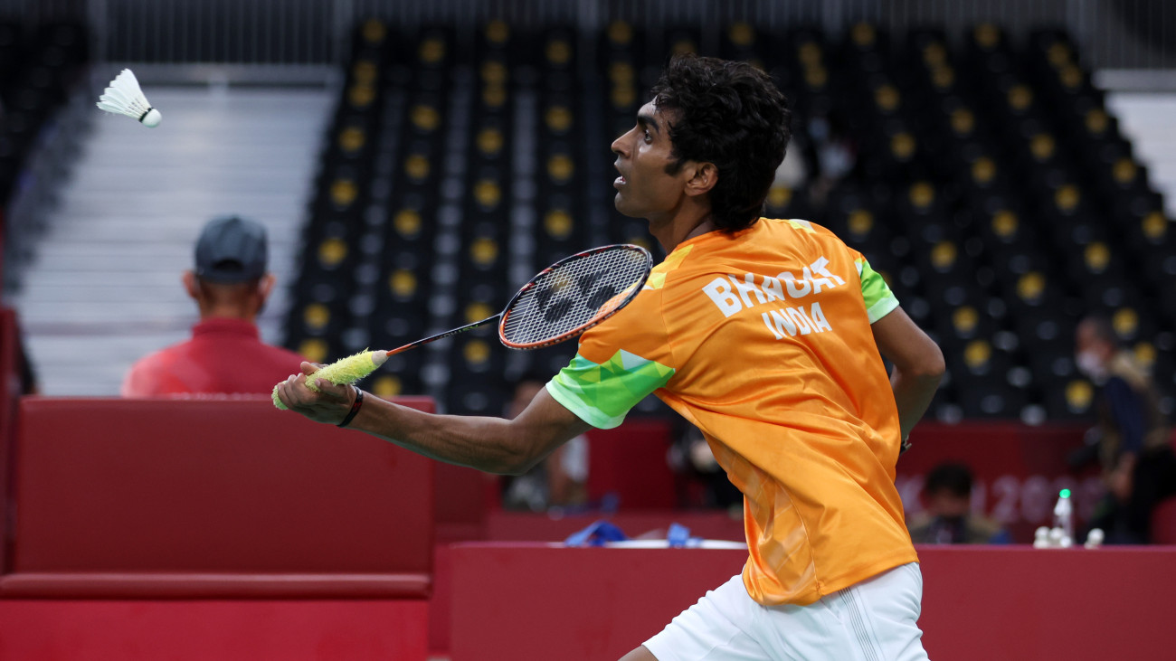 TOKYO, JAPAN - SEPTEMBER 04: Pramod Bhagat of Team India competes in the Badminton Mens Singles SL3 Final against Daniel Bethell of Team Great Britain on day 11 of the Tokyo 2020 Paralympic Games at Yoyogi National Stadium on September 04, 2021 in Tokyo, Japan. (Photo by Kiyoshi Ota/Getty Images)