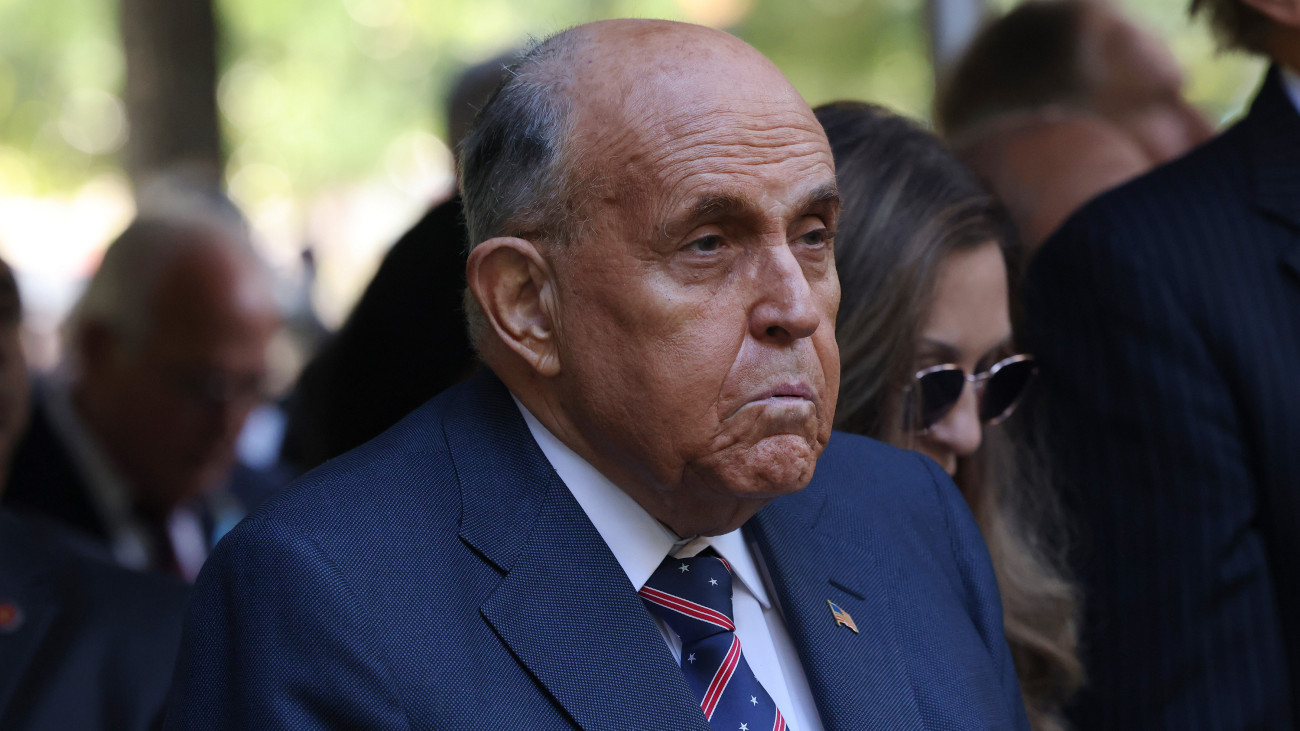 NEW YORK, NEW YORK - SEPTEMBER 11: Former NYC Mayor Rudy Giuliani attends the annual 9/11 Commemoration Ceremony at the National 9/11 Memorial and Museum on September 11, 2024 in New York City. U.S. President Joe Biden, Democratic presidential nominee, U.S. Vice President Kamala Harris, Republican presidential nominee, former U.S. President Donald Trump and Republican vice presidential nominee, U.S. Sen. J.D. Vance (R-OH) joined family and friends at Ground Zero honoring the lives of their loved ones on the 23rd anniversary of the terror attacks of September 11, 2001, at the World Trade Center. Biden and Harris will also attend ceremonies at the Flight 93 National Memorial in Shanksville, Pa, and the Pentagon in Arlington, Va., making visits to all three sites of the terror attacks that killed nearly 3,000 people.  (Photo by Michael M. Santiago/Getty Images)